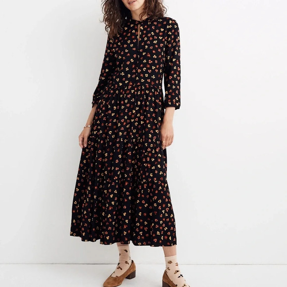 Madewell Button Front Tier Midi Floral Dress Size XS - Picture 1 of 6